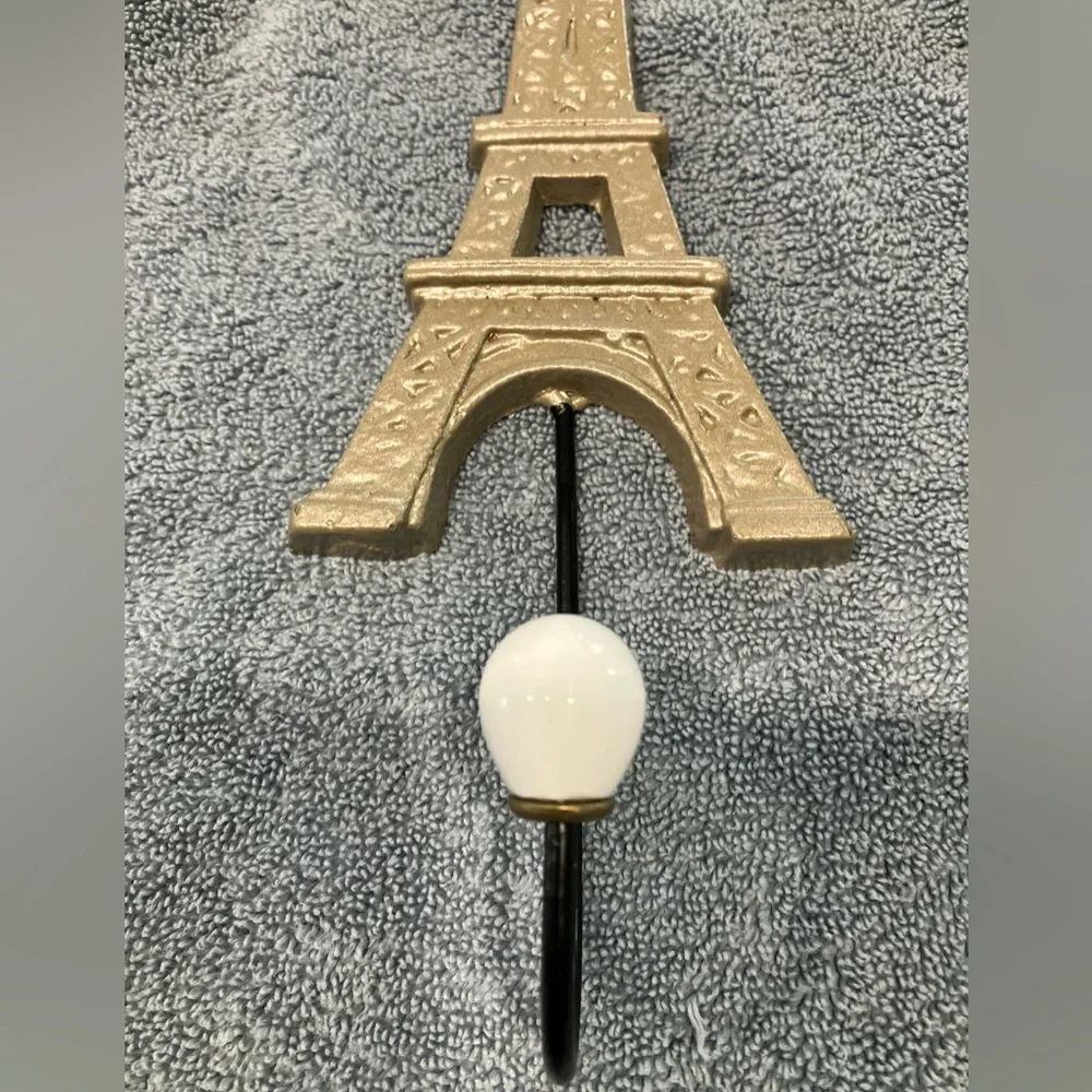 Parisian Eiffel Tower Hanging Wall Or Door Hook 11.25 Inches Tall Solid Metal